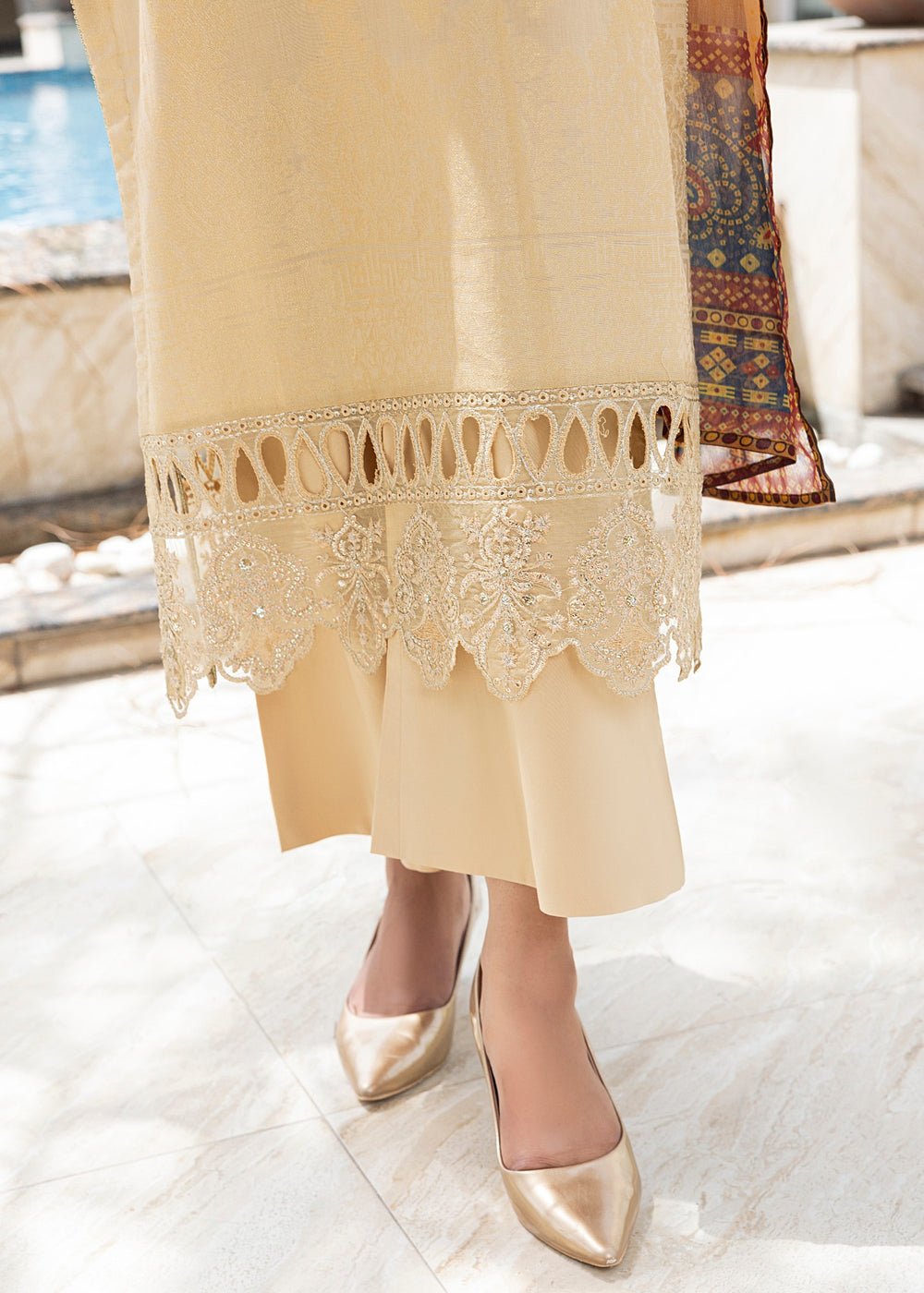 Diara Couture | Eid Lawn 26 | EID. PEARL - ZD-17-Brand:Diara Couture-Type:Ladies Clothes-Beige-Jacquard-House of Maryam- Buy in UK, USA