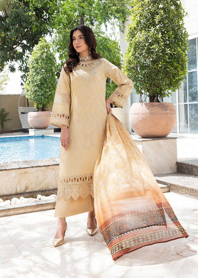 Diara Couture | Eid Lawn 26 | EID. PEARL - ZD-17-Brand:Diara Couture-Type:Ladies Clothes-Beige-Jacquard-House of Maryam- Buy in UK, USA