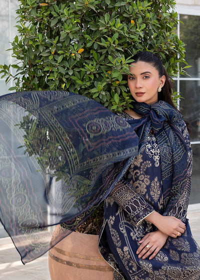Diara Couture | Eid Lawn 26 | EID. PEARL - ZD-17-Brand:Diara Couture-Type:Ladies Clothes-Navy Blue-Jacquard-House of Maryam- Buy in UK, USA