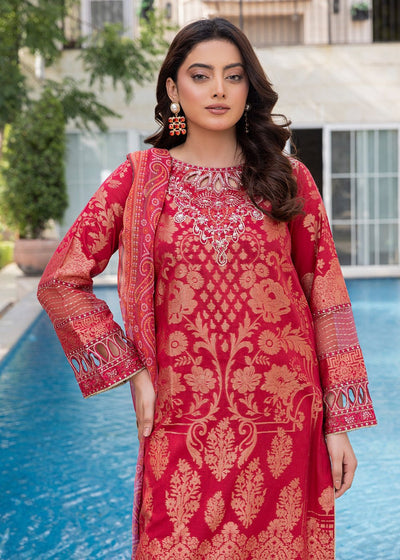Diara Couture | Eid Lawn 26 | EID. PEARL - ZD-17-Brand:Diara Couture-Type:Ladies Clothes-Red-Jacquard-House of Maryam- Buy in UK, USA