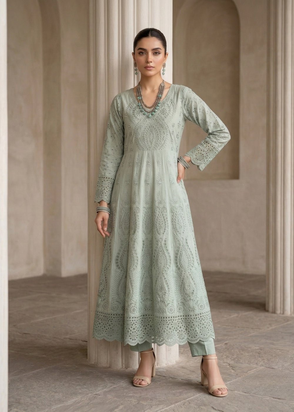 Diara Couture | Eid Lawn 26 | EID. RIHAM - C-4780-Brand:Diara Couture-Type:Ladies Clothes-Sky Blue-Cotton-House of Maryam- Buy in UK, USA