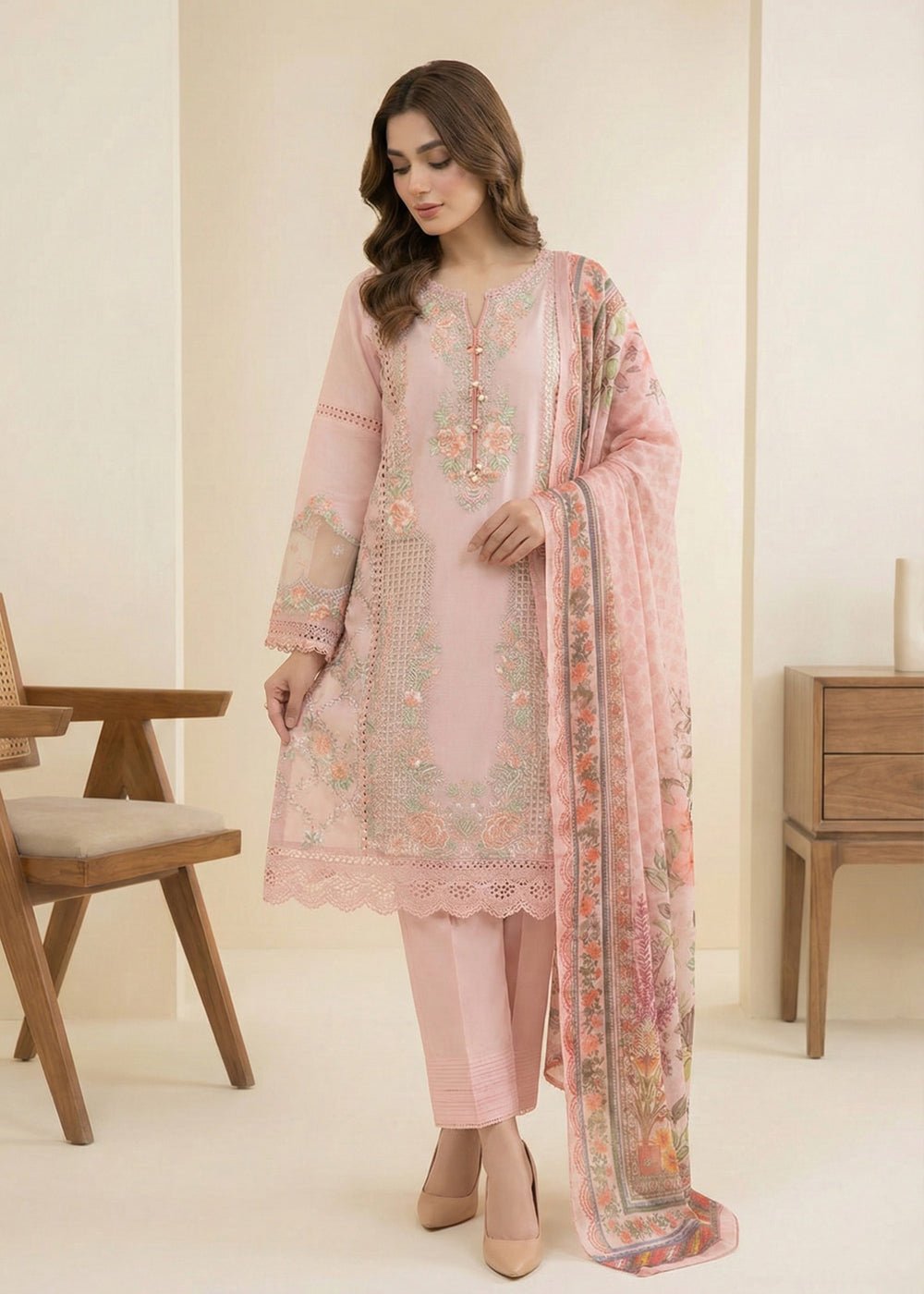 Diara Couture | Eid Lawn 26 |EID. SERAQ - LP-05-Brand:Diara Couture-Type:Ladies Clothes-Pink-Lawn-House of Maryam- Buy in UK, USA