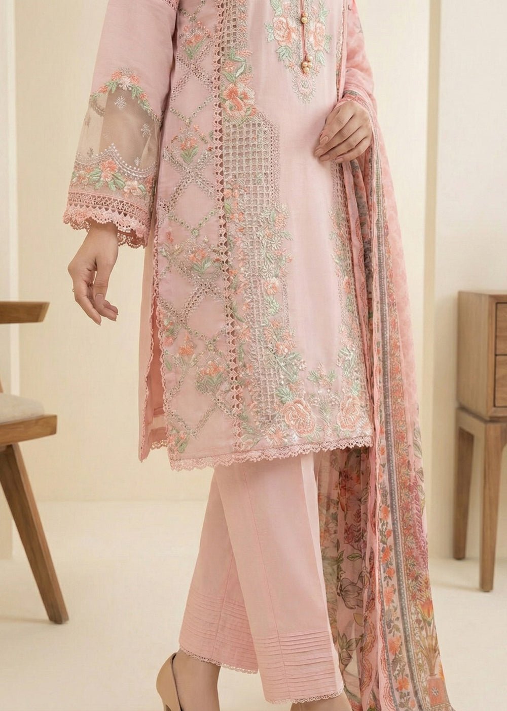 Diara Couture | Eid Lawn 26 |EID. SERAQ - LP-05-Brand:Diara Couture-Type:Ladies Clothes-Pink-Lawn-House of Maryam- Buy in UK, USA