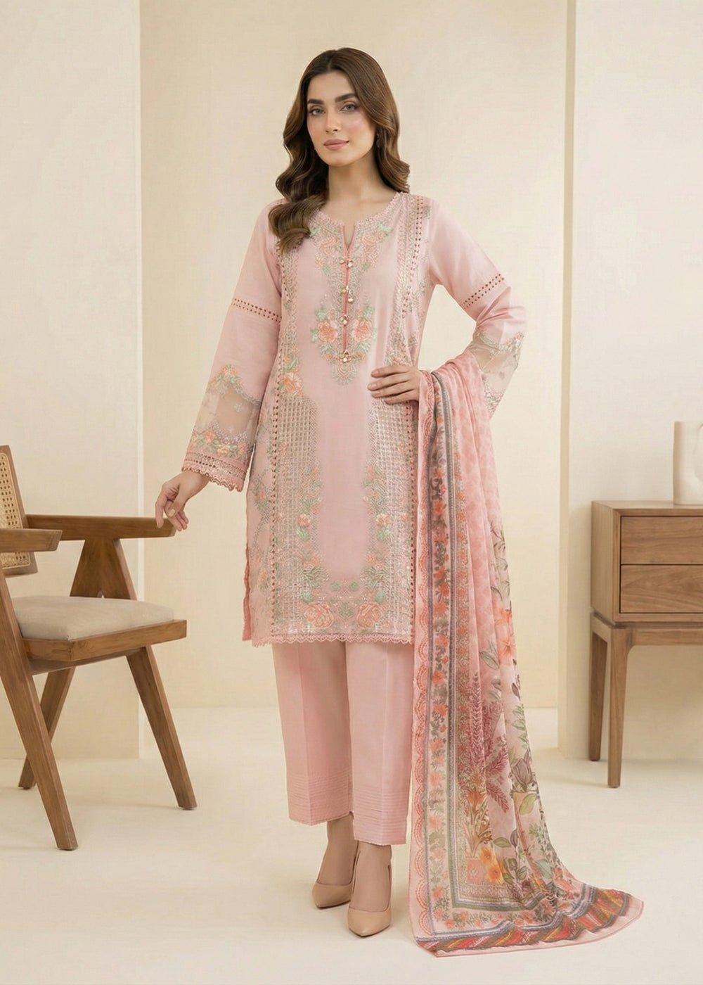 Diara Couture | Eid Lawn 26 |EID. SERAQ - LP-05-Brand:Diara Couture-Type:Ladies Clothes-Pink-Lawn-House of Maryam- Buy in UK, USA