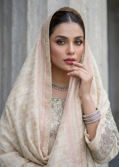 Diara Couture | Eid Lawn 26 | EID. SHARMEEN-Brand:Diara Couture-Type:Ladies Clothes-Ivory-Jacquard-House of Maryam- Buy in UK, USA