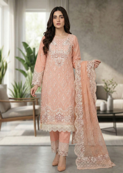 Diara Couture | Eid Lawn 26 | EID. ZOHAY - ZD-102-Brand:Diara Couture-Type:Ladies Clothes-Pale Peach-Lawn-House of Maryam- Buy in UK, USA