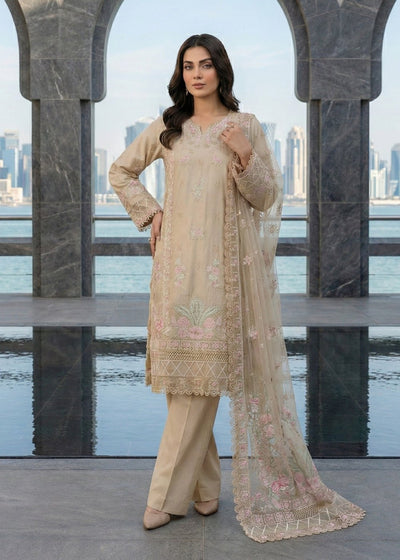 Diara Couture | Eid Lawn 26 | FEYRE - UN-114-Brand:Diara Couture-Type:Ladies Clothes-Beige-Lawn-House of Maryam- Buy in UK, USA