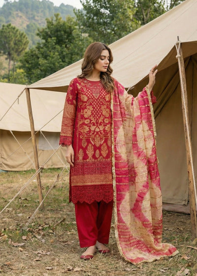Diara Couture | Eid Lawn 26 | GLEAM - ZD-19-Brand:Diara Couture-Type:Ladies Clothes-Red-Jacquard-House of Maryam- Buy in UK, USA