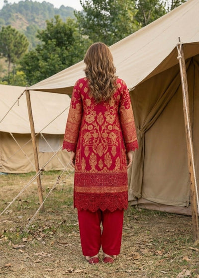 Diara Couture | Eid Lawn 26 | GLEAM - ZD-19-Brand:Diara Couture-Type:Ladies Clothes-Red-Jacquard-House of Maryam- Buy in UK, USA