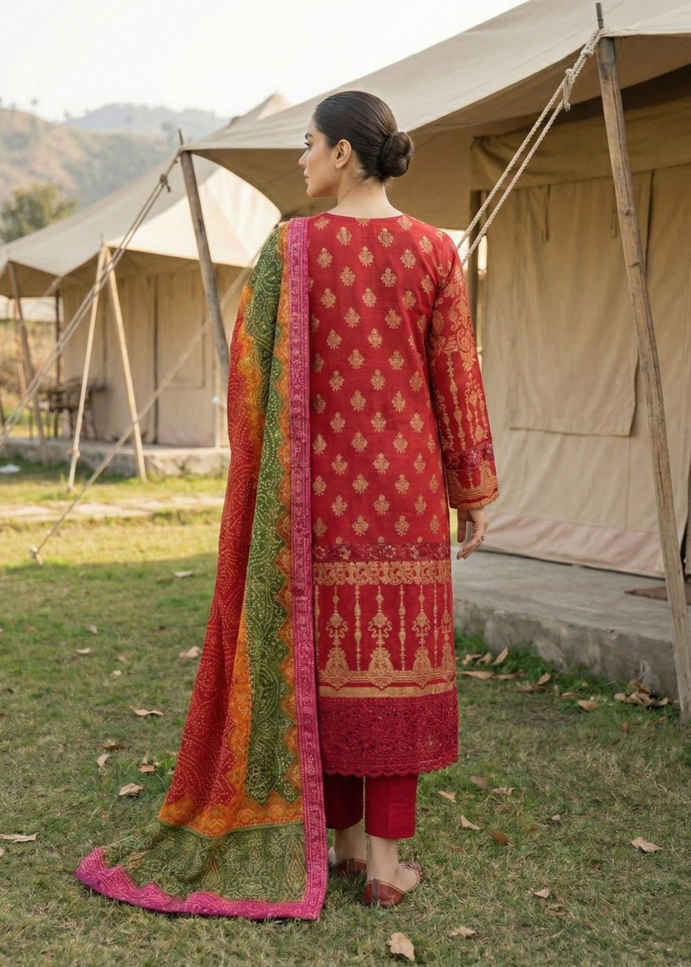 Diara Couture | Eid Lawn 26 | GLEAM - ZD-19-Brand:Diara Couture-Type:Ladies Clothes-Red-Lawn-House of Maryam- Buy in UK, USA