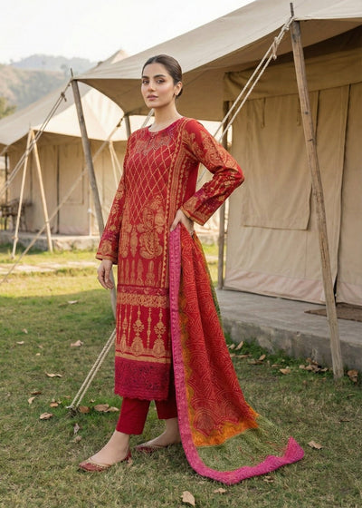 Diara Couture | Eid Lawn 26 | GLEAM - ZD-19-Brand:Diara Couture-Type:Ladies Clothes-Red-Lawn-House of Maryam- Buy in UK, USA