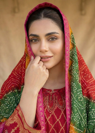 Diara Couture | Eid Lawn 26 | GLEAM - ZD-19-Brand:Diara Couture-Type:Ladies Clothes-Red-Lawn-House of Maryam- Buy in UK, USA