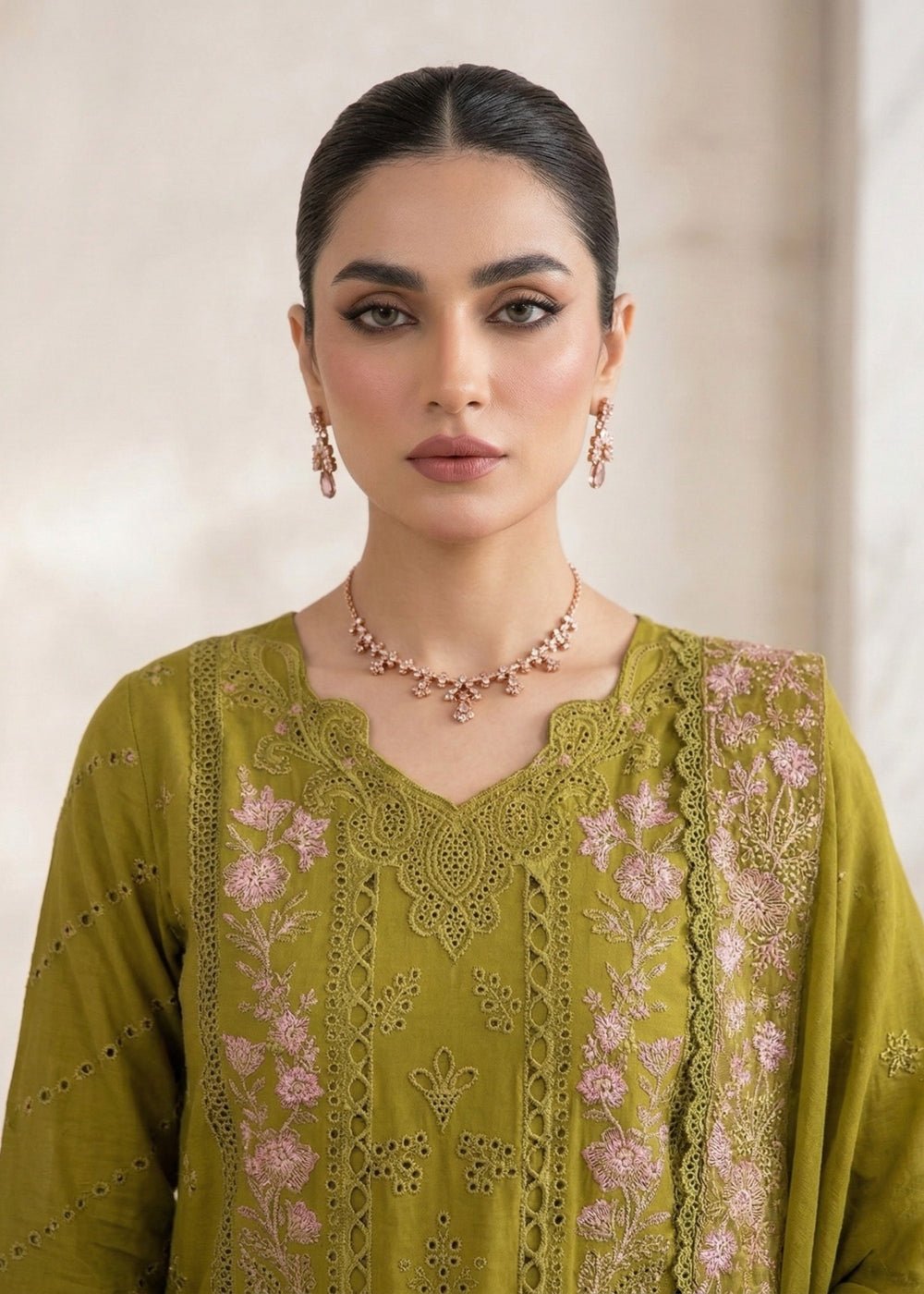 Diara Couture | Eid Lawn 26 | LAWN - LP-07-Brand:Diara Couture-Type:Ladies Clothes-Mehndi Green-Lawn-House of Maryam- Buy in UK, USA
