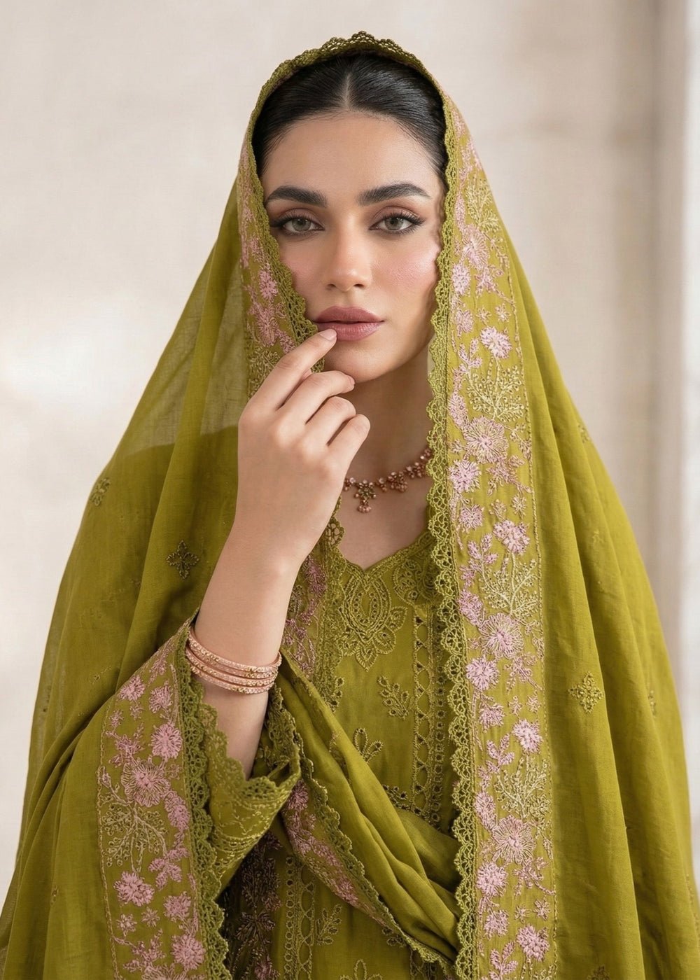 Diara Couture | Eid Lawn 26 | LAWN - LP-07-Brand:Diara Couture-Type:Ladies Clothes-Mehndi Green-Lawn-House of Maryam- Buy in UK, USA