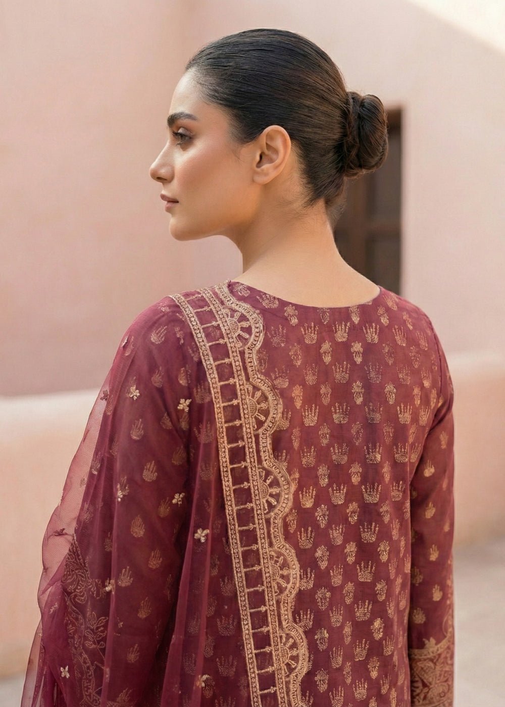 Diara Couture | Eid Lawn 26 | MIRAAJ - LAWN-18-Brand:Diara Couture-Type:Ladies Clothes-Coral Brown-Lawn-House of Maryam- Buy in UK, USA