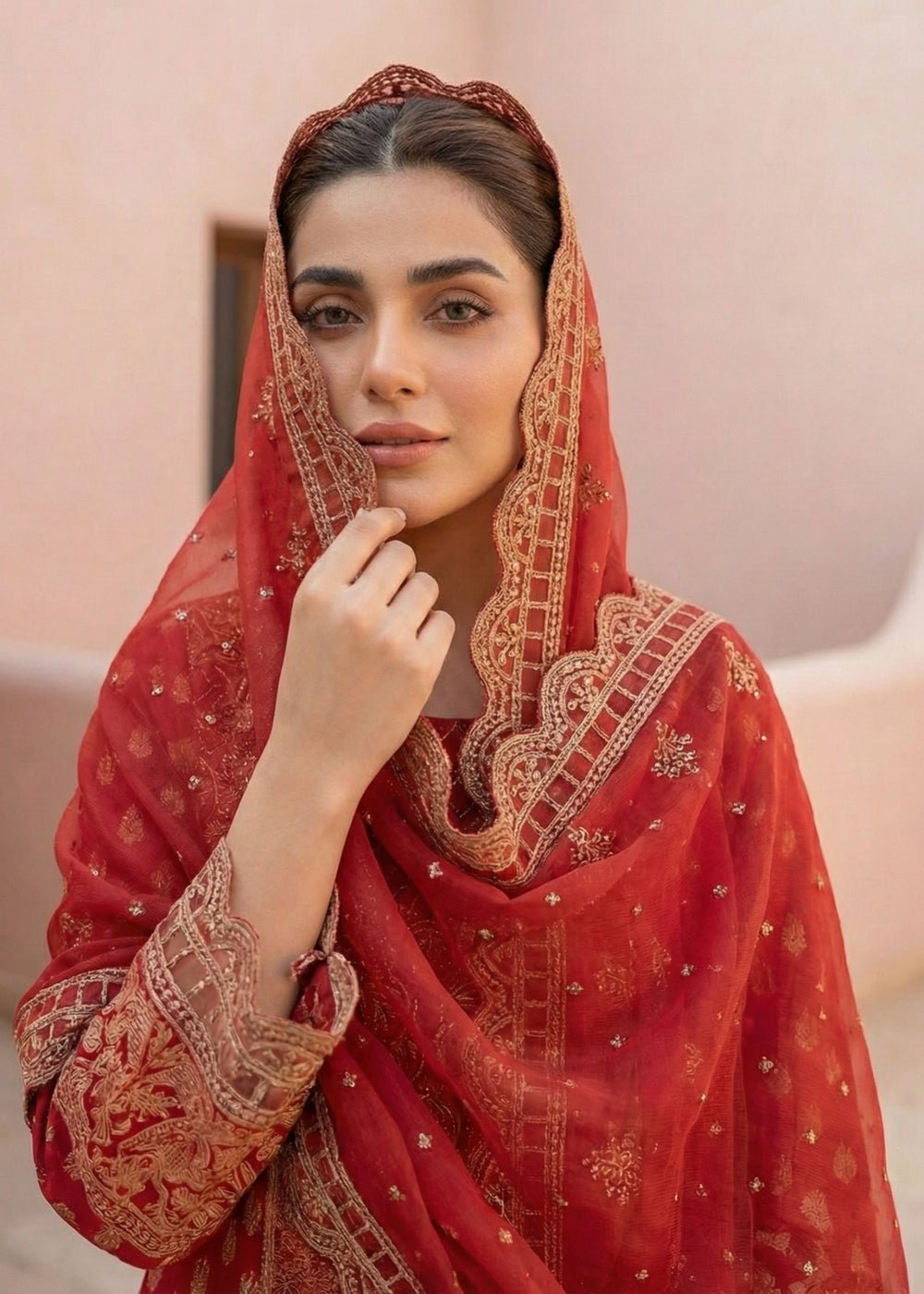 Diara Couture | Eid Lawn 26 | MIRAAJ - LAWN-18-Brand:Diara Couture-Type:Ladies Clothes-Red-Lawn-House of Maryam- Buy in UK, USA