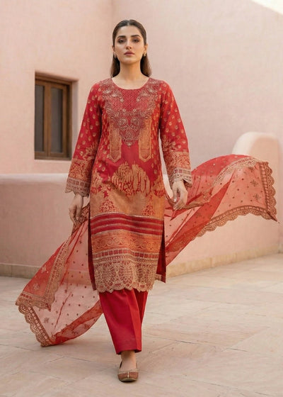 Diara Couture | Eid Lawn 26 | MIRAAJ - LAWN-18-Brand:Diara Couture-Type:Ladies Clothes-Red-Lawn-House of Maryam- Buy in UK, USA