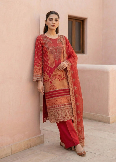 Diara Couture | Eid Lawn 26 | MIRAAJ - LAWN-18-Brand:Diara Couture-Type:Ladies Clothes-Red-Lawn-House of Maryam- Buy in UK, USA