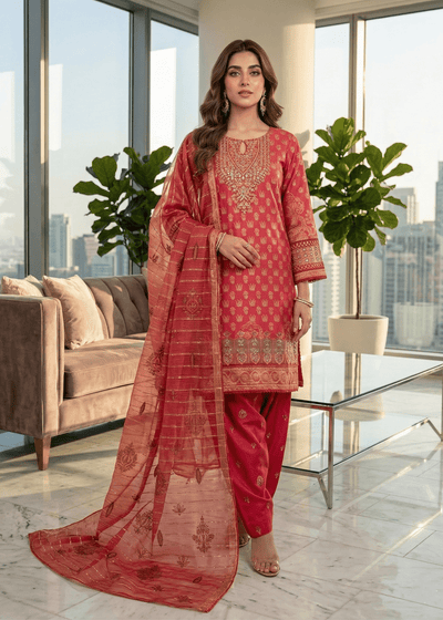 Diara Couture | Eid Lawn 26 | NAISHA - ZD-23-Brand:Diara Couture-Type:Ladies Clothes-Red-Jacquard-House of Maryam- Buy in UK, USA