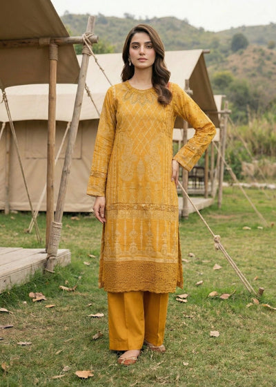 Diara Couture | Eid Lawn 26 | PEARL - ZD-17-Brand:Diara Couture-Type:Ladies Clothes-Mustard-Jacquard-House of Maryam- Buy in UK, USA