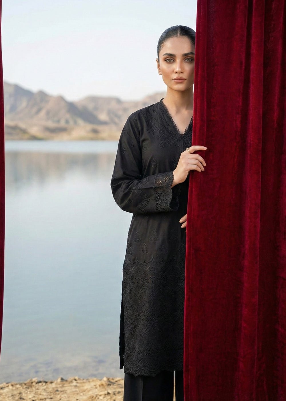 Diara Couture | Eid Lawn 26 | ZELI - ZD-5060-Brand:Diara Couture-Type:Ladies Clothes-Black-Cotton-House of Maryam- Buy in UK, USA