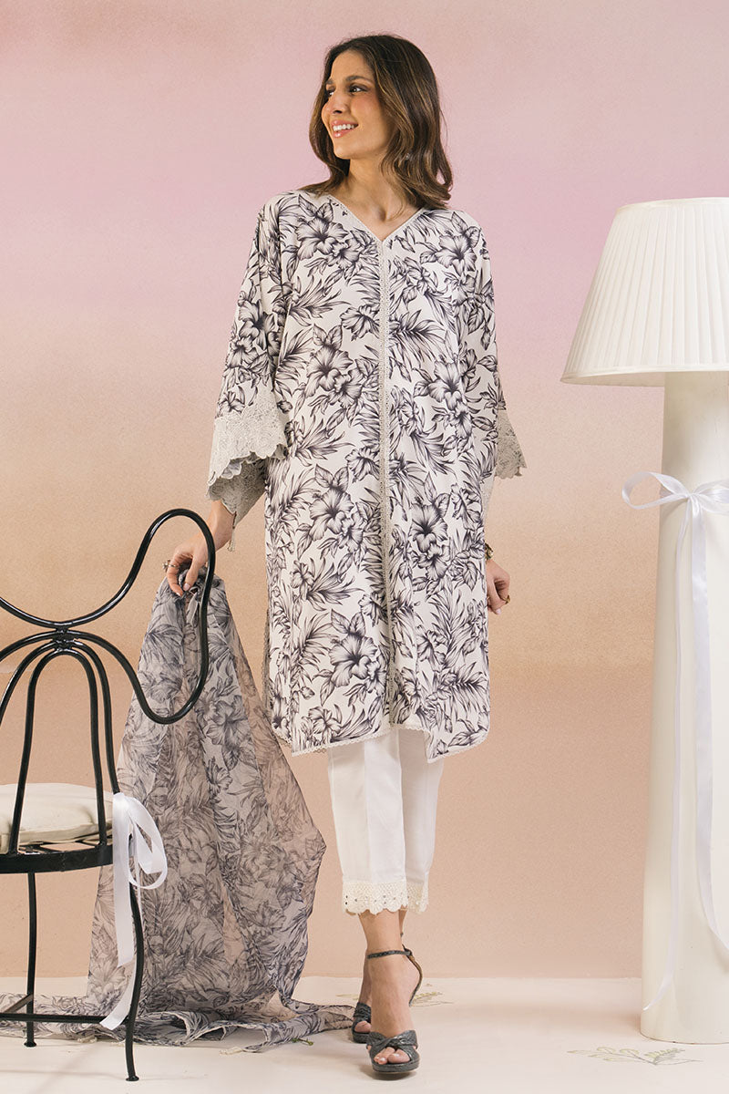 Cross Stitch | Exclusive Pret | Smokey White -2PC (Shirt & Dupatta), image 3