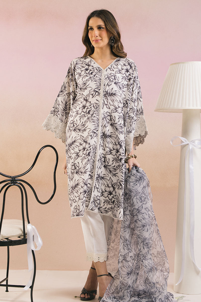 Cross Stitch | Exclusive Pret | Smokey White -2PC (Shirt & Dupatta)-1