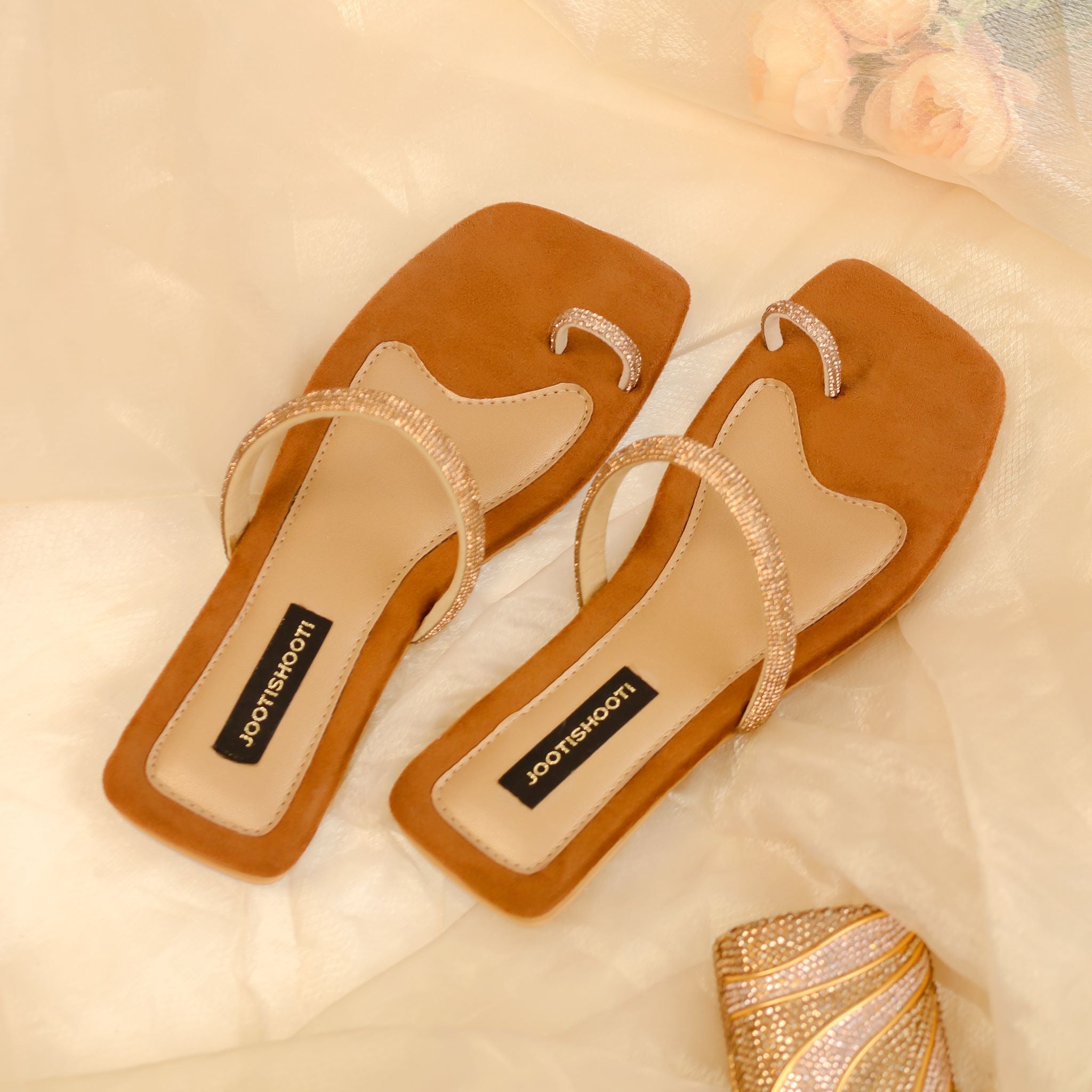 Dusky Diamanté Slides by House of Maryam - House of Maryam