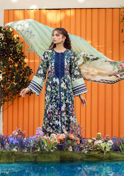 Elaf Premium | Prints 25 | EPS-1A MEADOW MUSE-Brand:Elaf Premium-Type:Ladies Clothes-Navy Blue-Lawn-House of Maryam- Buy in UK, USA