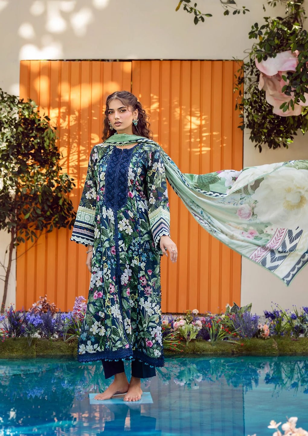 Elaf Premium | Prints 25 | EPS-1A MEADOW MUSE-Brand:Elaf Premium-Type:Ladies Clothes-Navy Blue-Lawn-House of Maryam- Buy in UK, USA