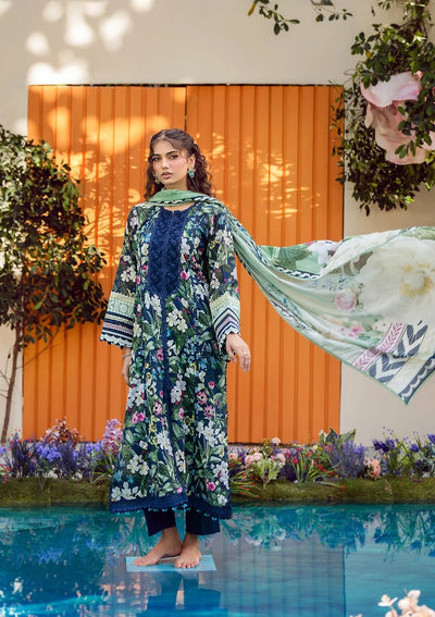 Elaf Premium | Prints 25 | EPS-1A MEADOW MUSE-Brand:Elaf Premium-Type:Ladies Clothes-Navy Blue-Lawn-House of Maryam- Buy in UK, USA