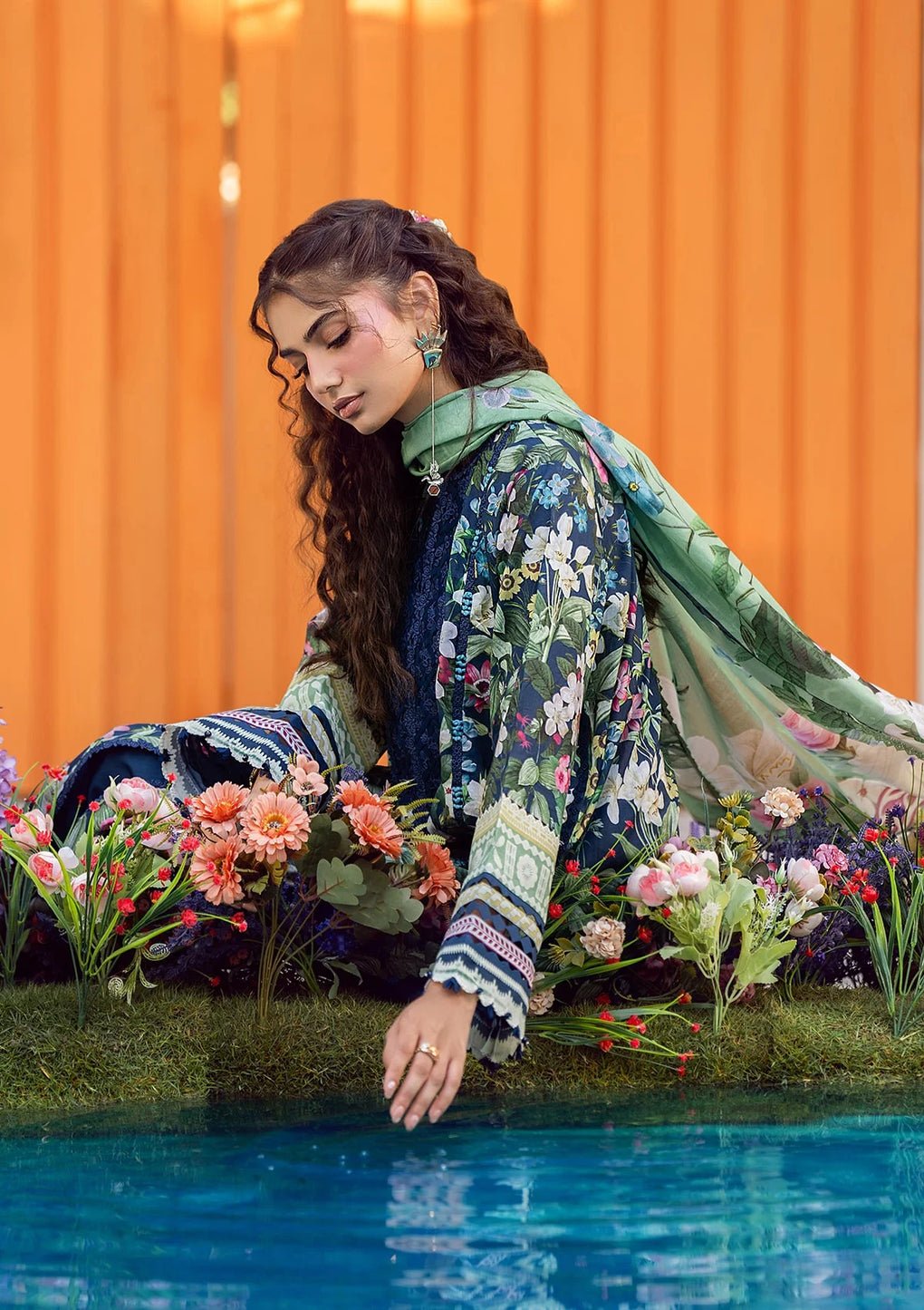 Elaf Premium | Prints 25 | EPS-1A MEADOW MUSE-Brand:Elaf Premium-Type:Ladies Clothes-Navy Blue-Lawn-House of Maryam- Buy in UK, USA
