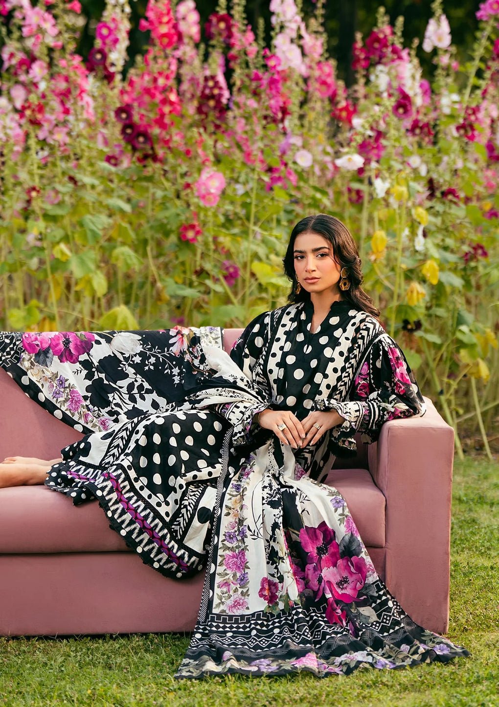 Elaf Premium | Prints 25 | EPS-2B MYSTIC NOIR-Brand:Elaf Premium-Type:Ladies Clothes-Black-Lawn-House of Maryam- Buy in UK, USA