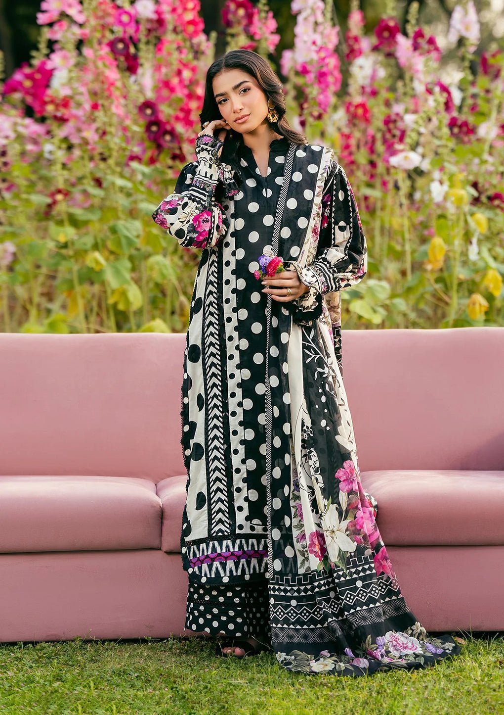 Elaf Premium | Prints 25 | EPS-2B MYSTIC NOIR-Brand:Elaf Premium-Type:Ladies Clothes-Black-Lawn-House of Maryam- Buy in UK, USA