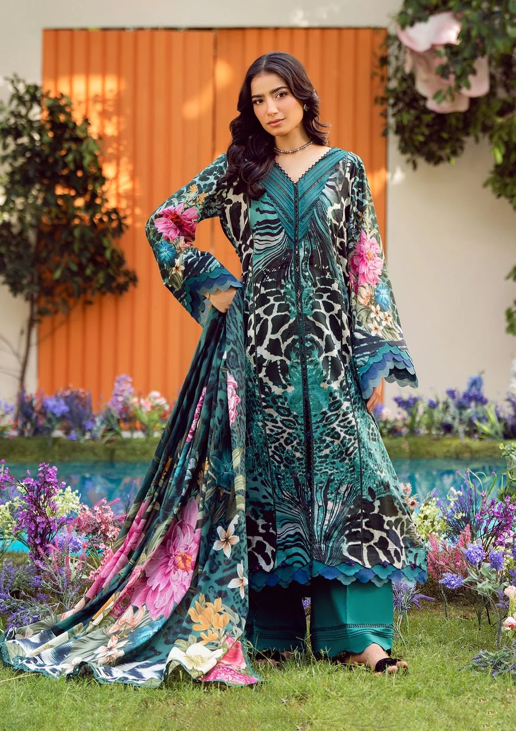 Elaf Premium | Prints 25 | EPS-4A SABLE LUXE-Brand:Elaf Premium-Type:Ladies Clothes-Dark Teal-Lawn-House of Maryam- Buy in UK, USA