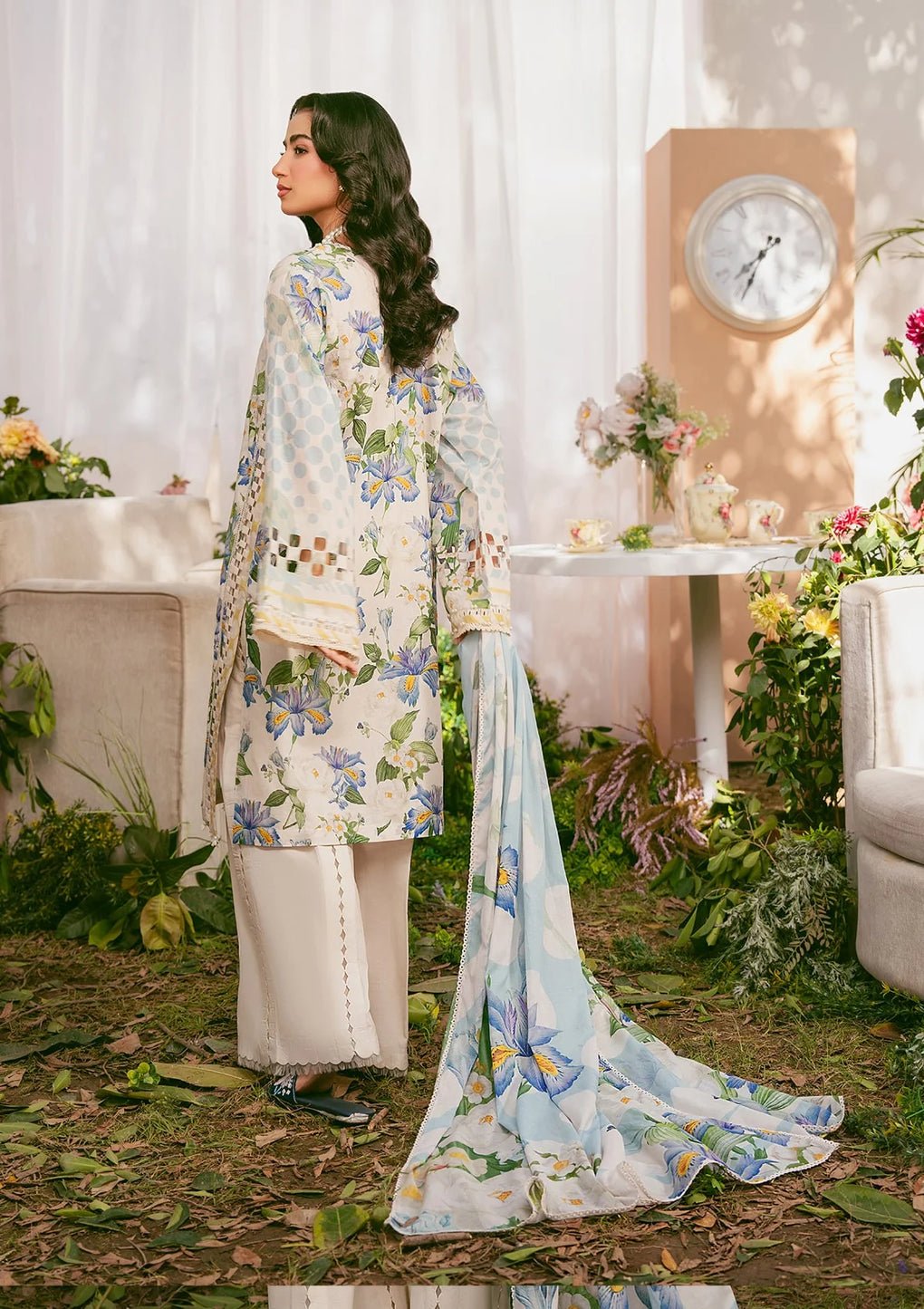 Elaf Premium | Prints 25 | EPS-6A IVORY PETALS-Brand:Elaf Premium-Type:Ladies Clothes-Beige-Lawn-House of Maryam- Buy in UK, USA