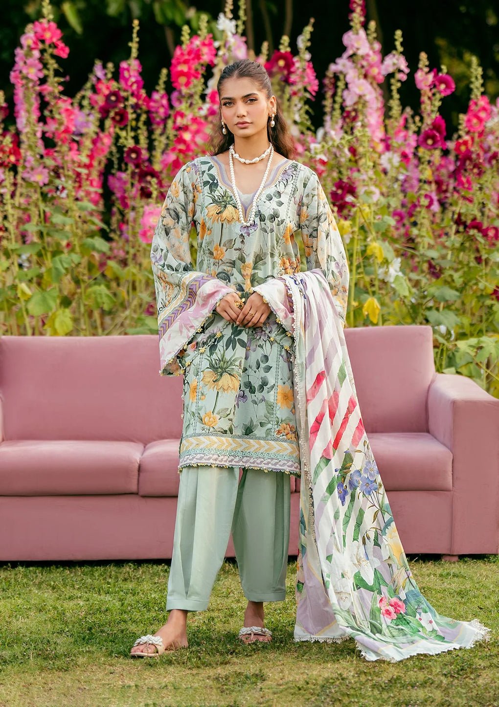 Elaf Premium | Prints 25 | EPS-7B ELARIS-Brand:Elaf Premium-Type:Ladies Clothes-Mint Green-Lawn-House of Maryam- Buy in UK, USA