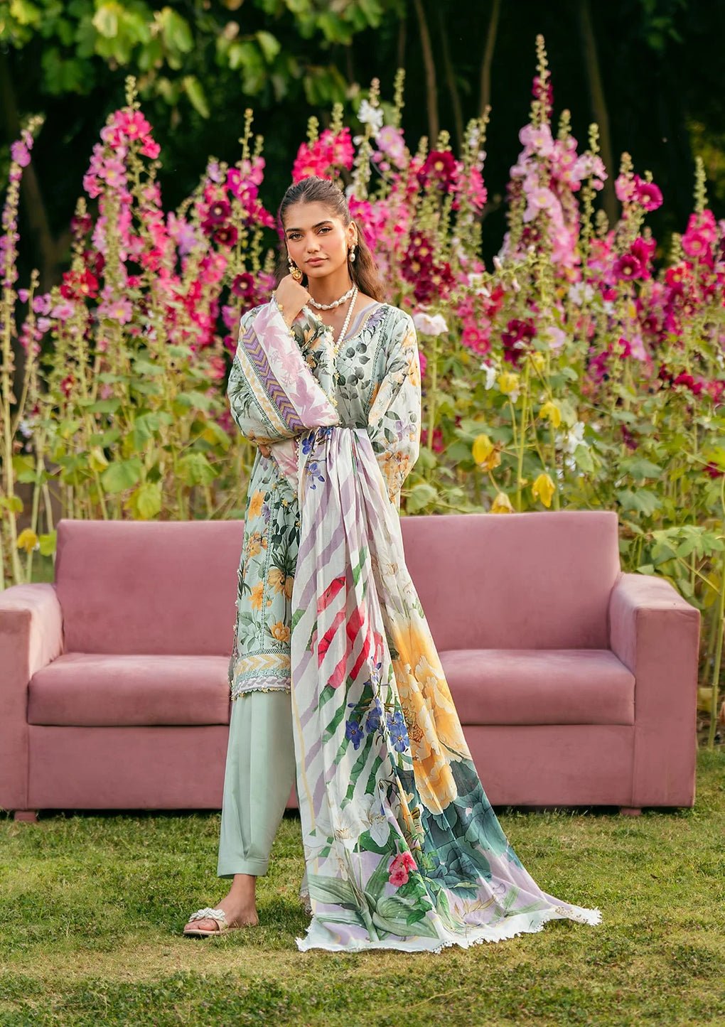 Elaf Premium | Prints 25 | EPS-7B ELARIS-Brand:Elaf Premium-Type:Ladies Clothes-Mint Green-Lawn-House of Maryam- Buy in UK, USA
