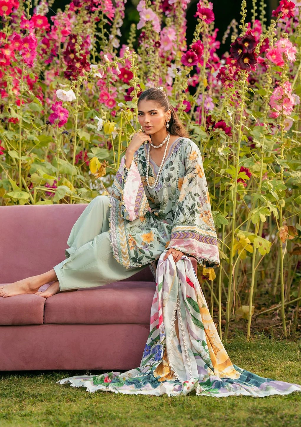 Elaf Premium | Prints 25 | EPS-7B ELARIS-Brand:Elaf Premium-Type:Ladies Clothes-Mint Green-Lawn-House of Maryam- Buy in UK, USA