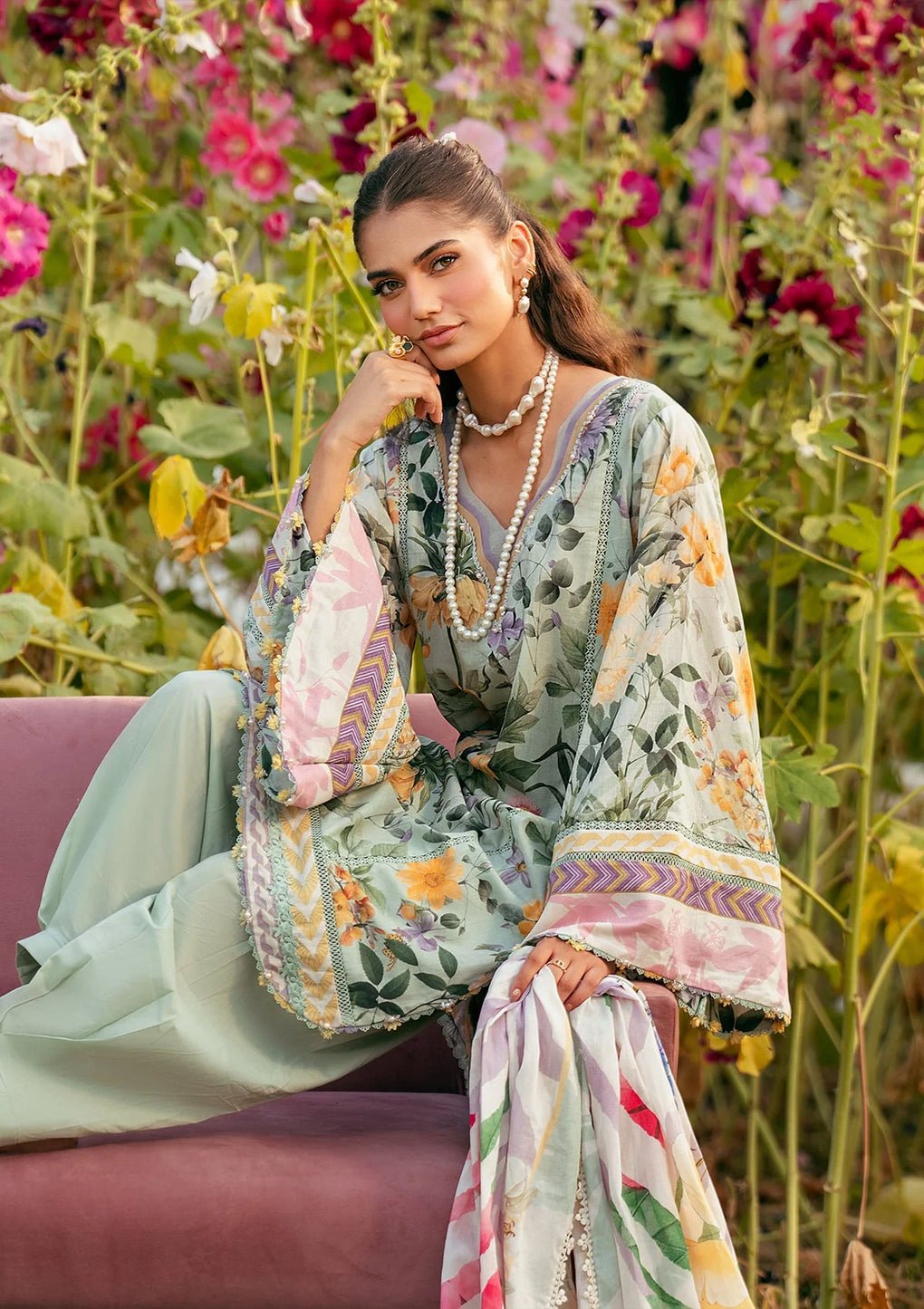 Elaf Premium | Prints 25 | EPS-7B ELARIS-Brand:Elaf Premium-Type:Ladies Clothes-Mint Green-Lawn-House of Maryam- Buy in UK, USA