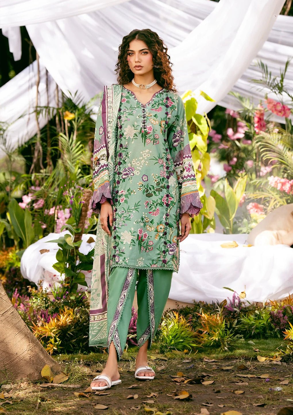 Elaf Premium | Prints 25 | EPS-8A MINTED DREAM-Brand:Elaf Premium-Type:Ladies Clothes-Sea Green-Lawn-House of Maryam- Buy in UK, USA