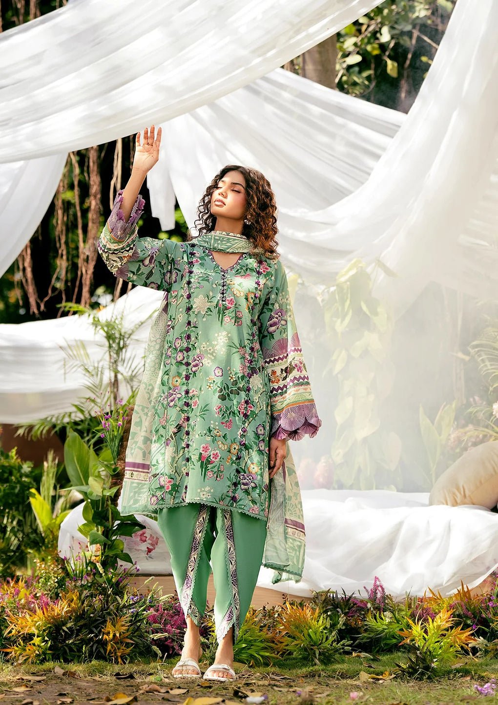 Elaf Premium | Prints 25 | EPS-8A MINTED DREAM-Brand:Elaf Premium-Type:Ladies Clothes-Sea Green-Lawn-House of Maryam- Buy in UK, USA