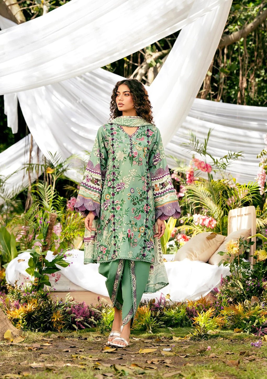 Elaf Premium | Prints 25 | EPS-8A MINTED DREAM-Brand:Elaf Premium-Type:Ladies Clothes-Sea Green-Lawn-House of Maryam- Buy in UK, USA