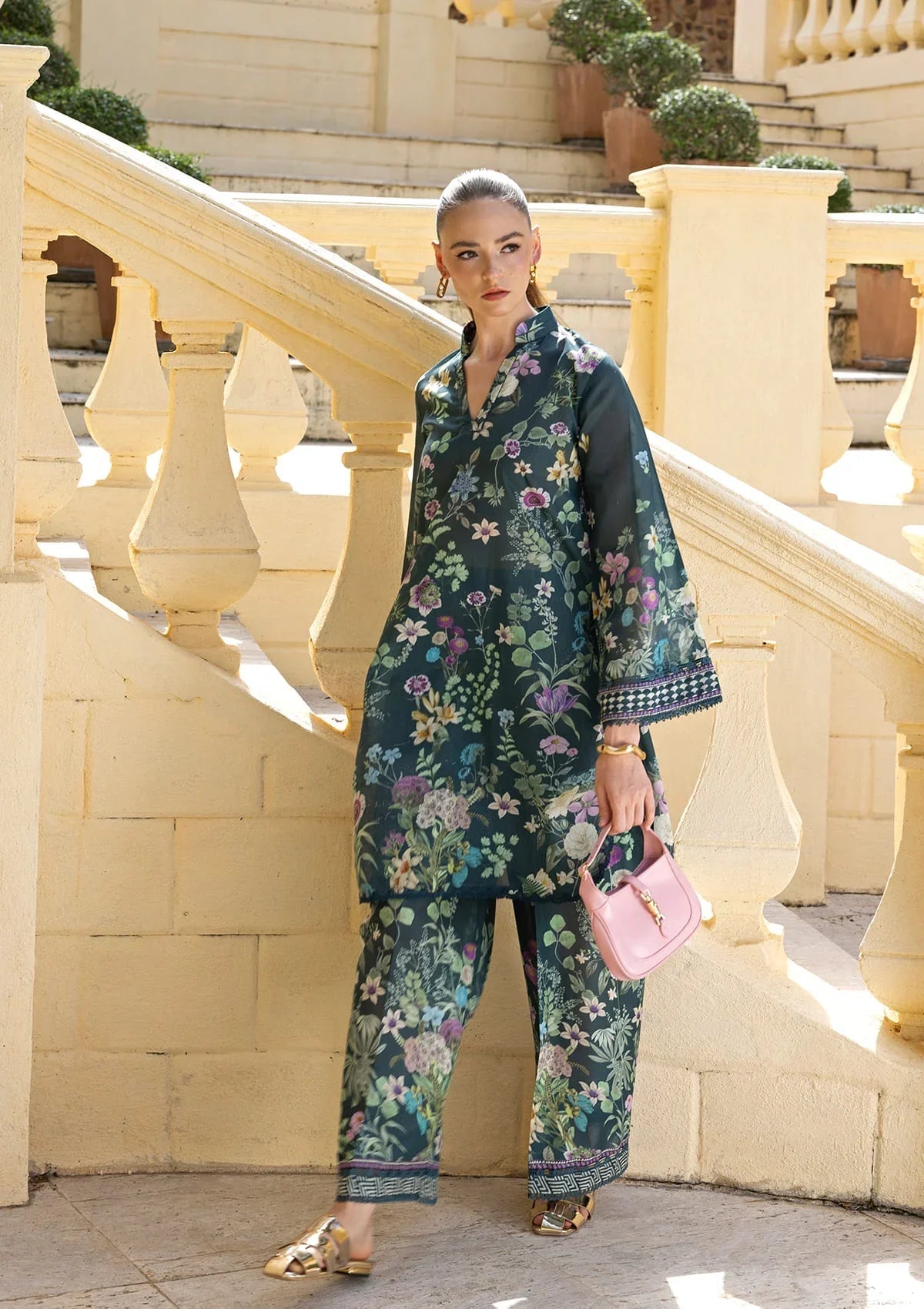 Elaf Premium | Ready to Wear 26 | EPV-4B PRETTY PLEATS-Brand:Elaf Premium-Type:Ladies Clothes-Bottle Green-Lawn-House of Maryam- Buy in UK, USA