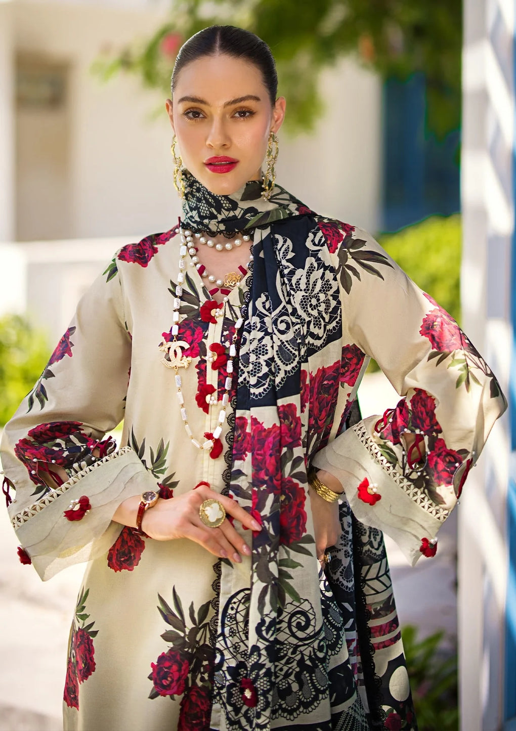 Elaf Premium | Prints Collection 2024 | EOP-03A SWAN -  Elaf Premium Formal - Original Designer Dress - House of Maryam