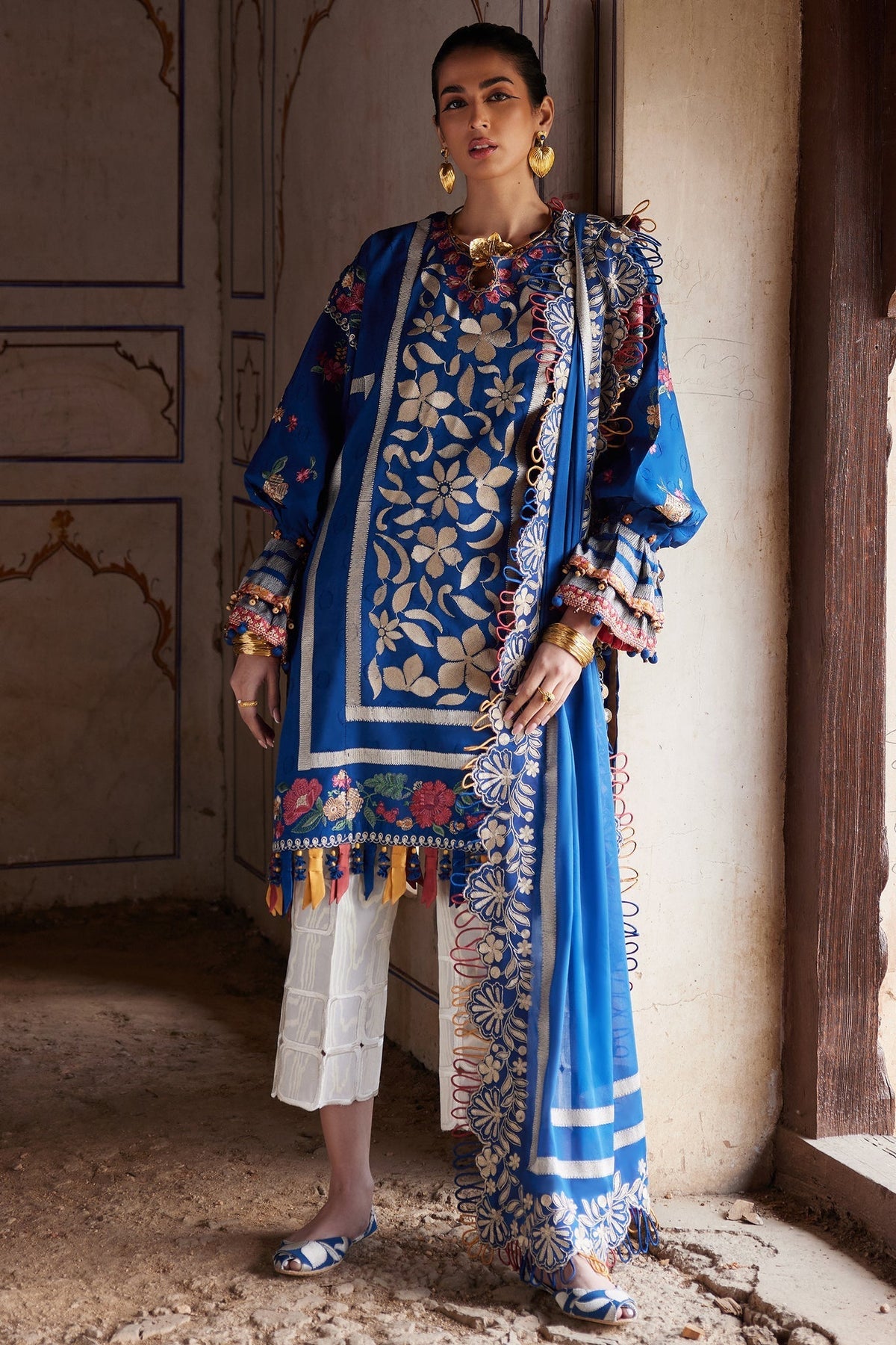 Elan | Luxury Lawn 25 | AURELIA (EL25-08 A)-Brand:Elan-Type:Ladies Clothes-Dark Blue-Lawn-House of Maryam- Buy in UK, USA