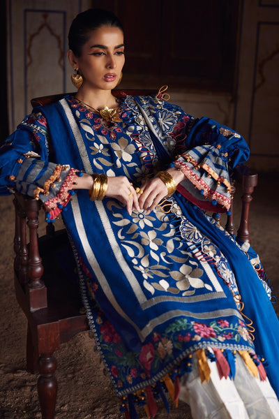 Elan | Luxury Lawn 25 | AURELIA (EL25-08 A)-Brand:Elan-Type:Ladies Clothes-Dark Blue-Lawn-House of Maryam- Buy in UK, USA