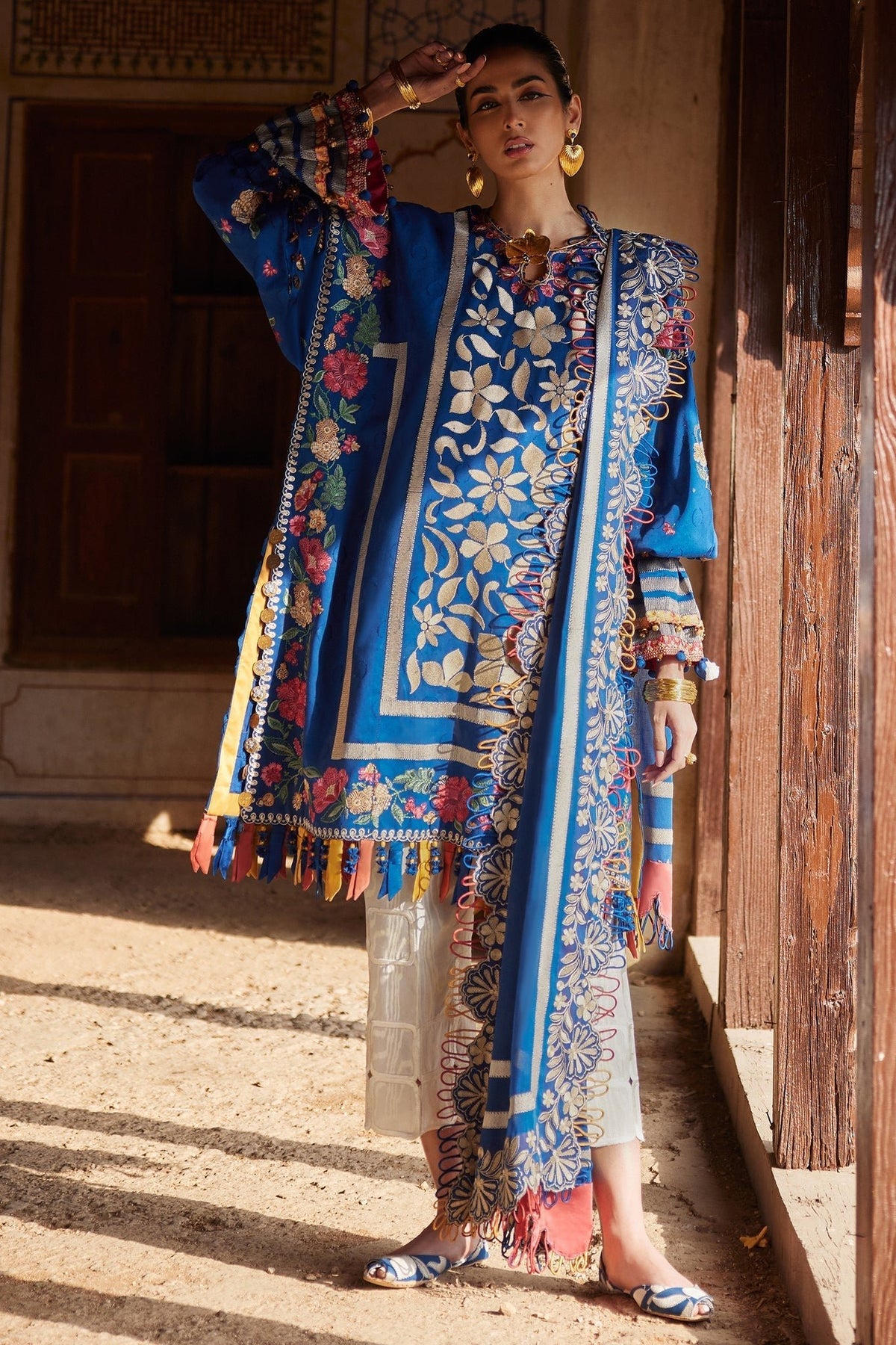 Elan | Luxury Lawn 25 | AURELIA (EL25-08 A)-Brand:Elan-Type:Ladies Clothes-Dark Blue-Lawn-House of Maryam- Buy in UK, USA