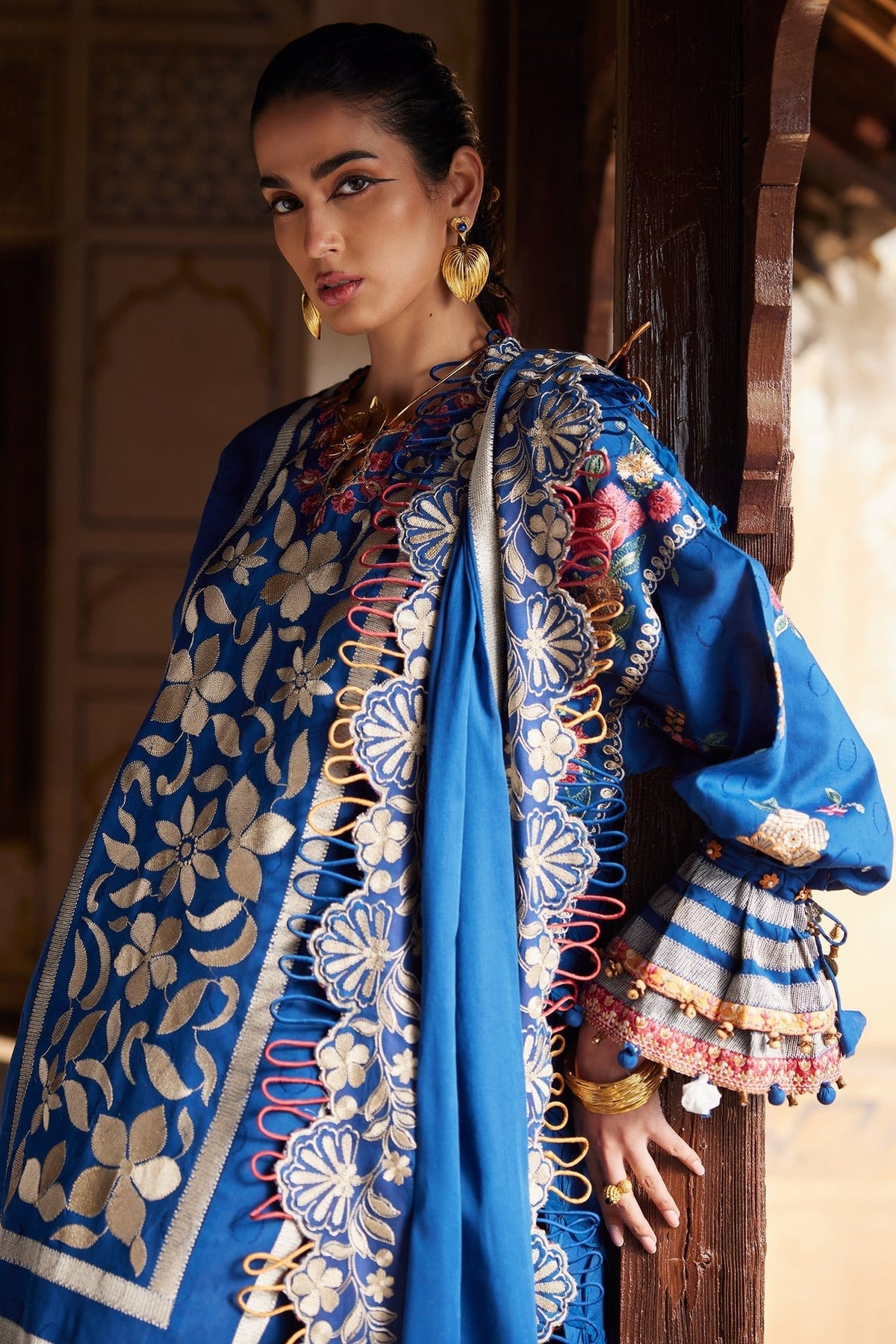 Elan | Luxury Lawn 25 | AURELIA (EL25-08 A)-Brand:Elan-Type:Ladies Clothes-Dark Blue-Lawn-House of Maryam- Buy in UK, USA