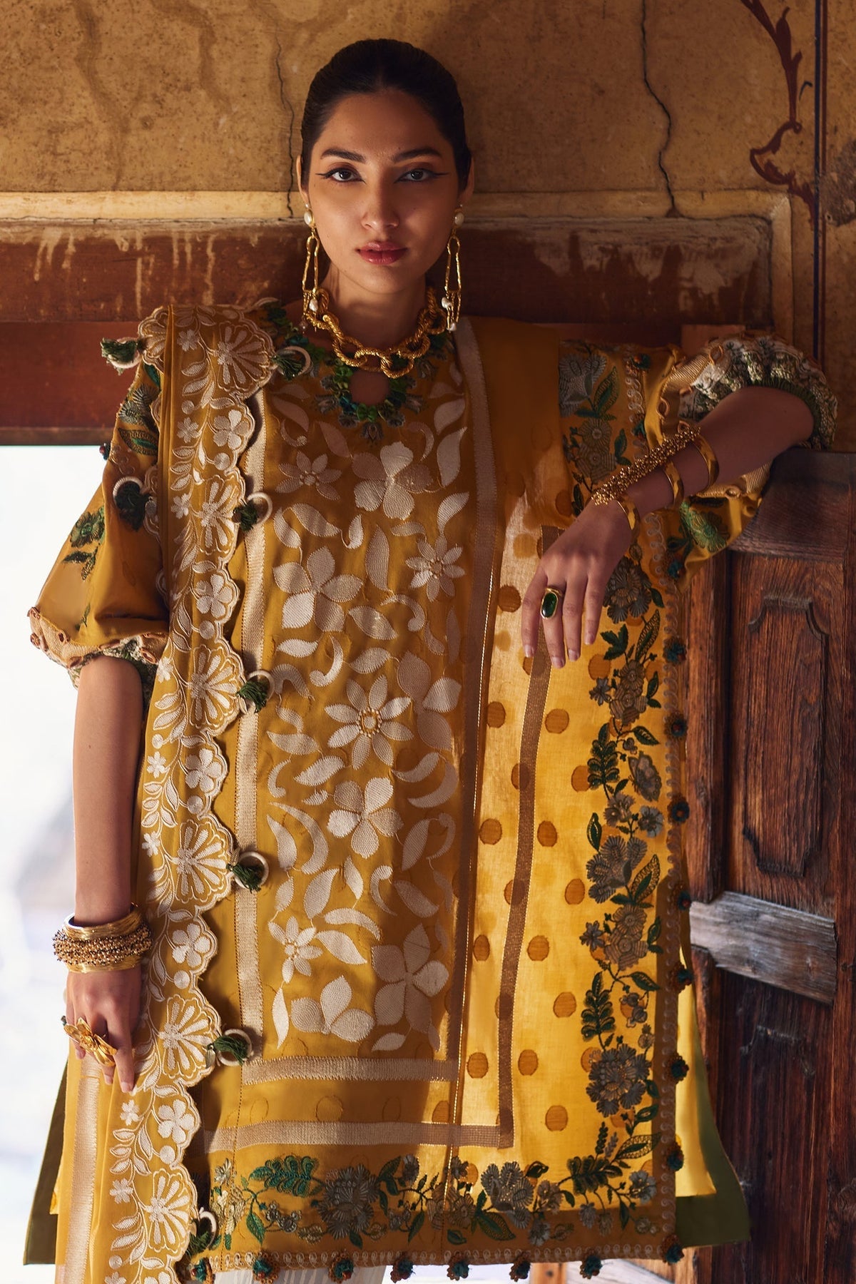 Elan | Luxury Lawn 25 | AURELIA (EL25-08 B)-Brand:Elan-Type:Ladies Clothes-Gold-Lawn-House of Maryam- Buy in UK, USA